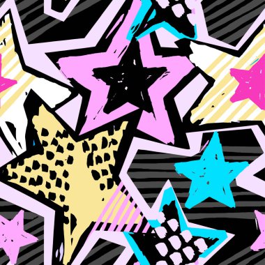 Yıldız şekiller grafiti Dikişsiz el el sanatları etkileyici mürekkep hipster 