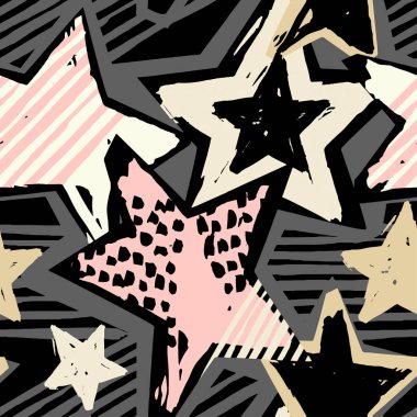 Yıldız şekiller grafiti Dikişsiz el el sanatları etkileyici mürekkep hipster 