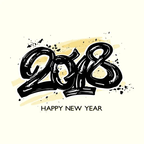 Happy new year 2018 hand craft expressive ink pattern. — Stock Vector