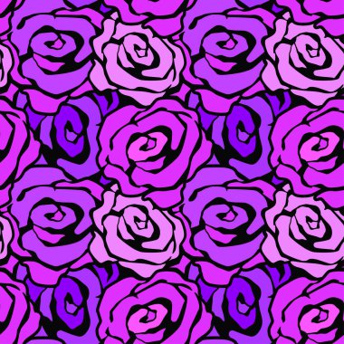 Gül çiçek Dikişsiz el el sanatları etkileyici mürekkep desen.