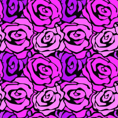 Gül çiçek Dikişsiz el el sanatları etkileyici mürekkep desen.