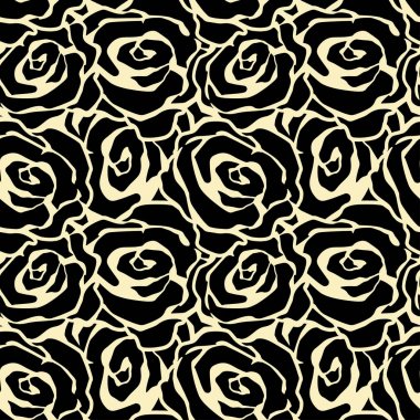 Gül çiçek Dikişsiz el el sanatları etkileyici mürekkep desen.