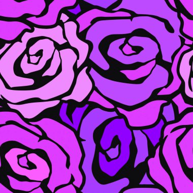 Gül çiçek Dikişsiz el el sanatları etkileyici mürekkep desen.