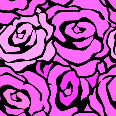 Gül çiçek Dikişsiz el el sanatları etkileyici mürekkep desen.