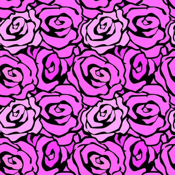Розовые цветы бесшовные ручной работы выразительный рисунок чернил . — стоковый вектор