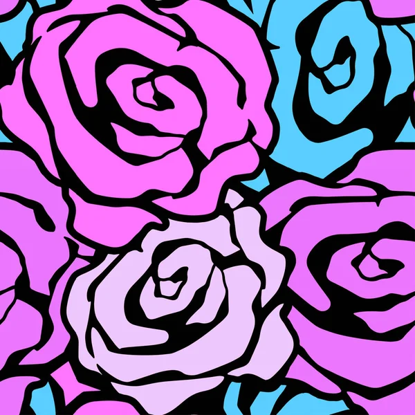 Rose flores sin costura artesanal expresivo patrón de tinta . — Vector de stock