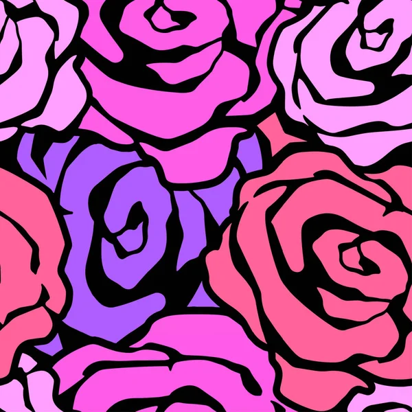 玫瑰花无缝手工艺表达墨纹. — 图库矢量图片