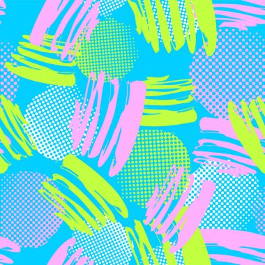 Sorunsuz yinelenen Tekstil mürekkep fırça darbeleri desen doodle g