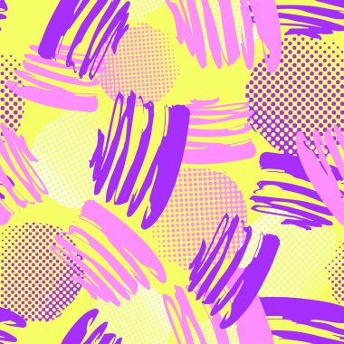 Sorunsuz yinelenen Tekstil mürekkep fırça darbeleri desen doodle g