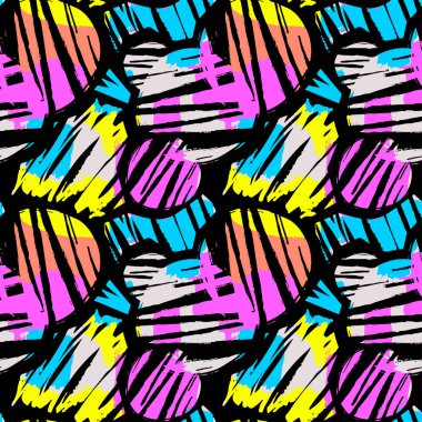 Sorunsuz yinelenen Tekstil mürekkep fırça darbeleri desen doodle g