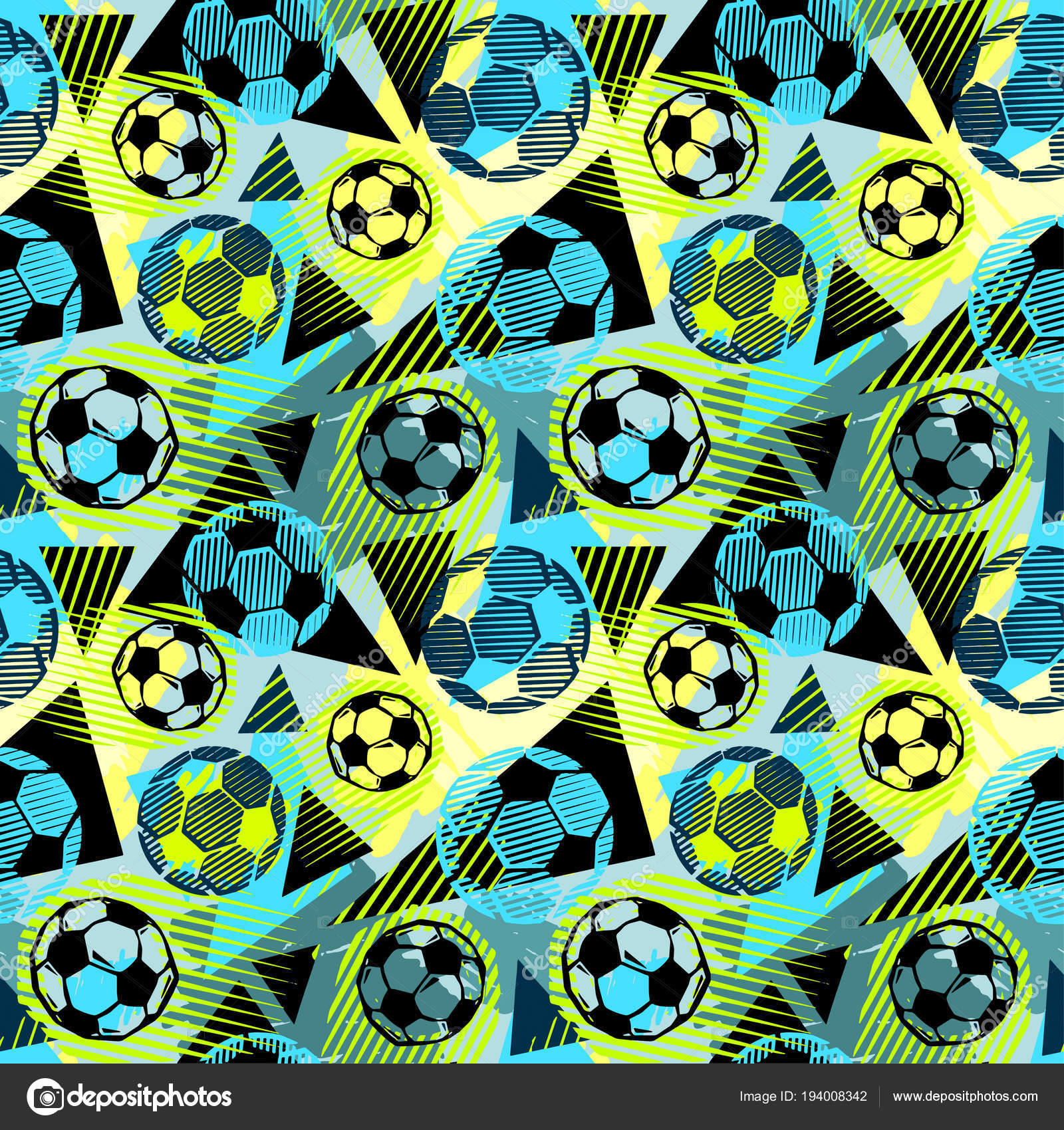 Seamless textile football doodle pattern grunge texture. Stock Vector