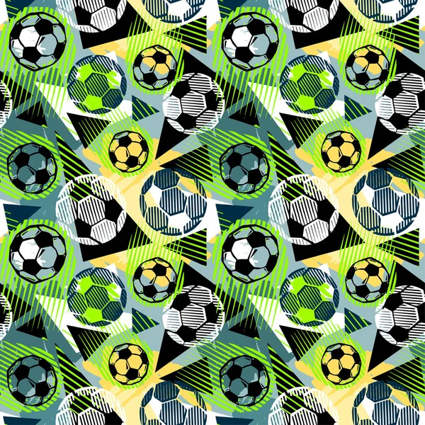 Seamless textile football doodle pattern grunge texture. — Stock Vector