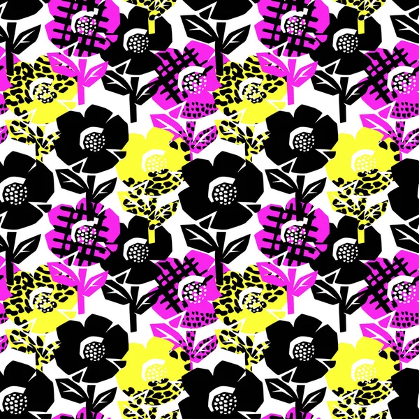 Fleurs exotiques motif sans couture . — Image vectorielle