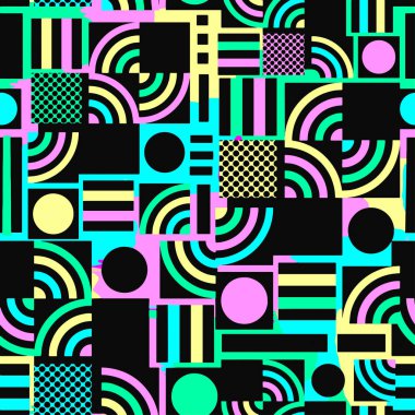 Memphis tarzı el çekilmiş dokulu seamless modeli.