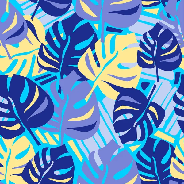 Modèle de feuilles tropicales d'été sans couture — Image vectorielle