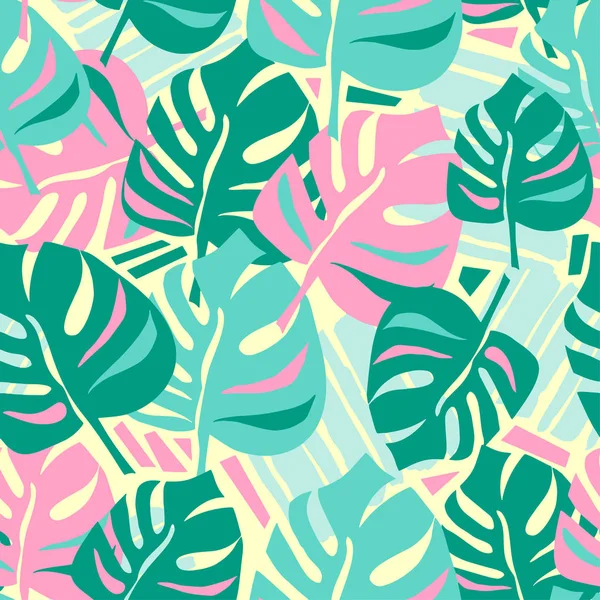 Nahtlose Sommer tropischen Blättern Muster — Stockvektor