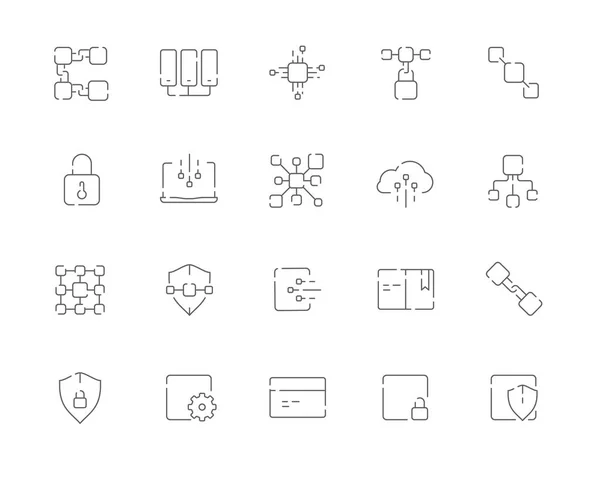 Simple Set Blockchain Related Vector Line Web Icons Contains Icons — Stock Vector