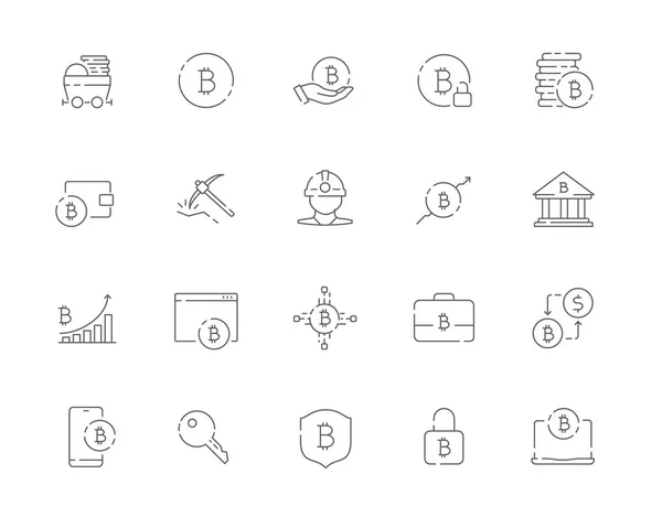 Simple Set Bitcoin Related Vector Line Web Icons Contains Icons — Stock Vector