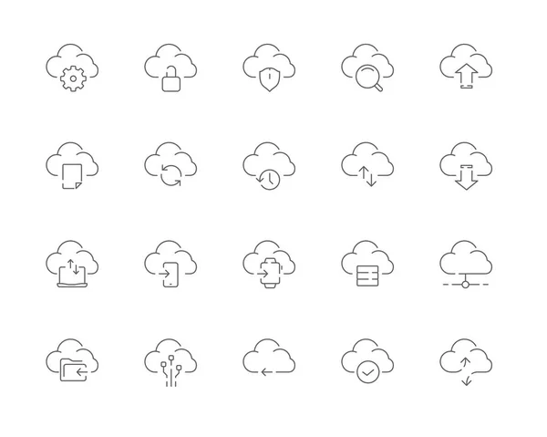 Simple Set Cloud Computing Vector Line Web Icons Contains Icons — Stock Vector