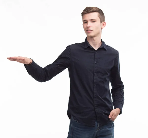 Young man showing height — Stock Photo, Image