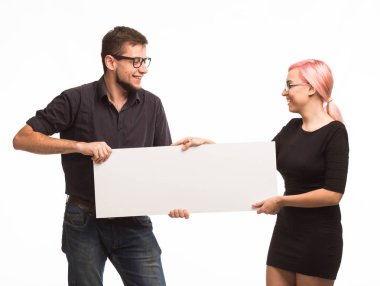 Genç oyuncu çift gösteren sunu işaretleme tasarlamak