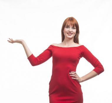 Mutlu kadın eller tarafından gösterilen