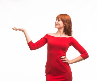 Mutlu kadın eller tarafından gösterilen