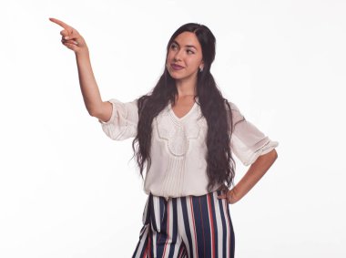 Kendine güvenen Bayan eller tarafından gösterilen