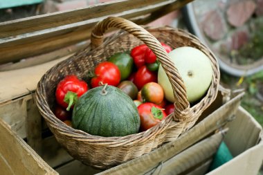 Sepette taze sebzeler.