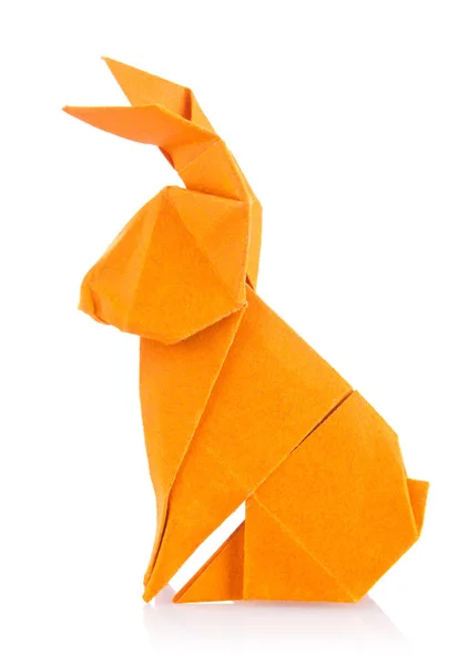 Osterhase aus orangefarbenem Origami — Stockfoto