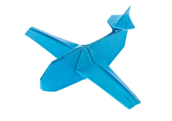Modrá letadlo origami — Stock fotografie