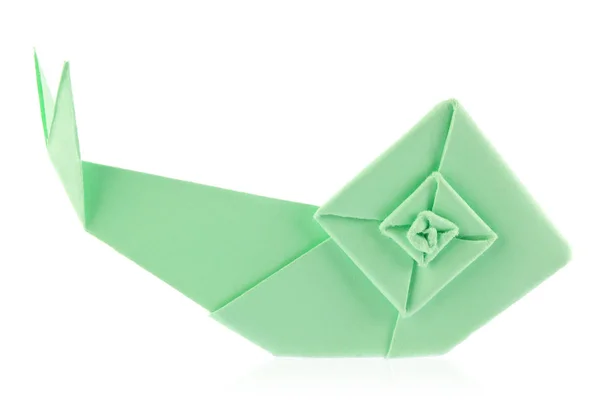 Grön trädgård snigel av origami — Stockfoto