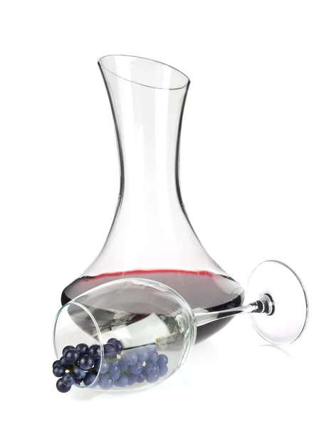 A bor és a szőlő wineglass Decanter — Stock Fotó