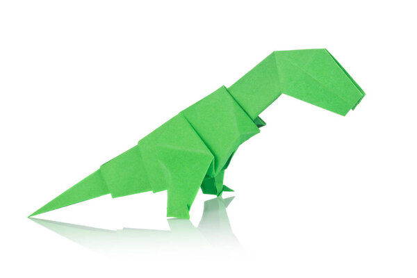 Green dinosaur Rex of origami