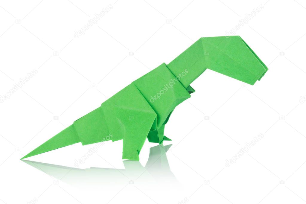 Green dinosaur Rex of origami
