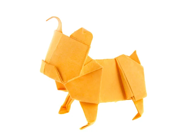 Turuncu köpek bulldog origami — Stok fotoğraf