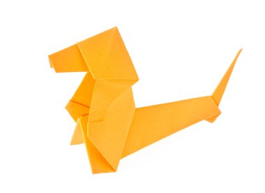 Origami turuncu Dachshund Köpek.