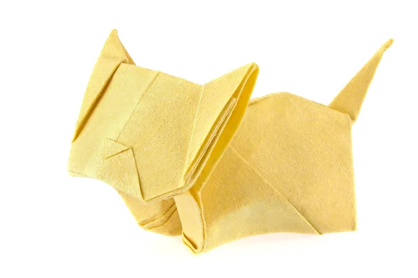 Gato amarelo de origami . — Fotografia de Stock