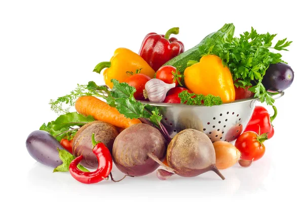 Still-life of fresh organic vegetables greens and spices. — Stock Photo, Image