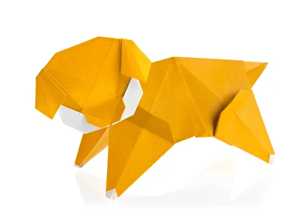 Orangefarbener Hund aus Origami. — Stockfoto