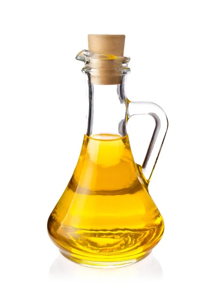 Decanter con olio vegetale biologico aziendale Foto Stock