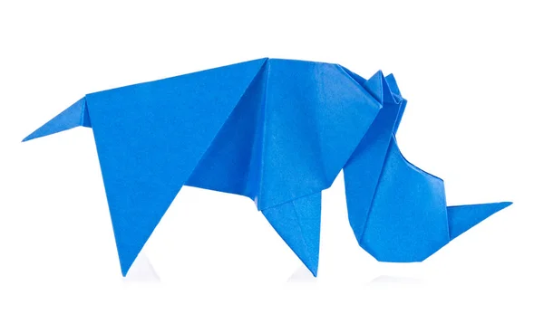 蓝色犀牛折纸. — 图库照片
