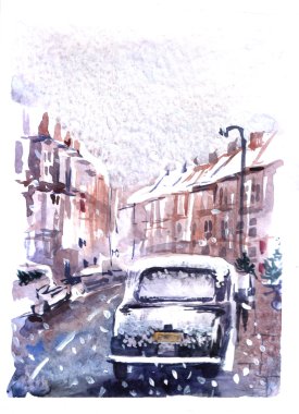 Noel arifesinde kış city.