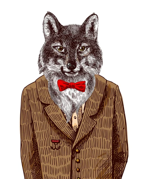 Lobo en chaqueta — Archivo Imágenes Vectoriales