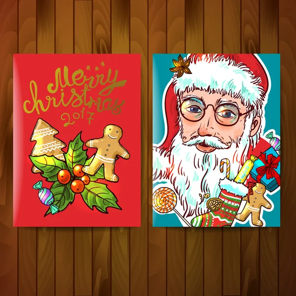 Santa Claus handgezeichnetes Porträt. — Stockvektor