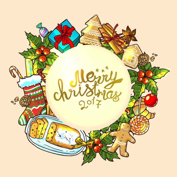 Christmas sweets top view — Stock Vector