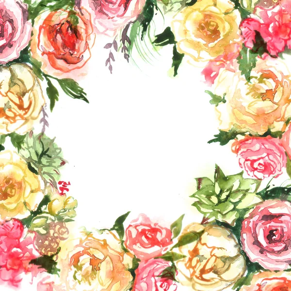 Flores dibujadas a mano rosas —  Fotos de Stock