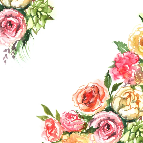 Flores dibujadas a mano rosas — Foto de Stock