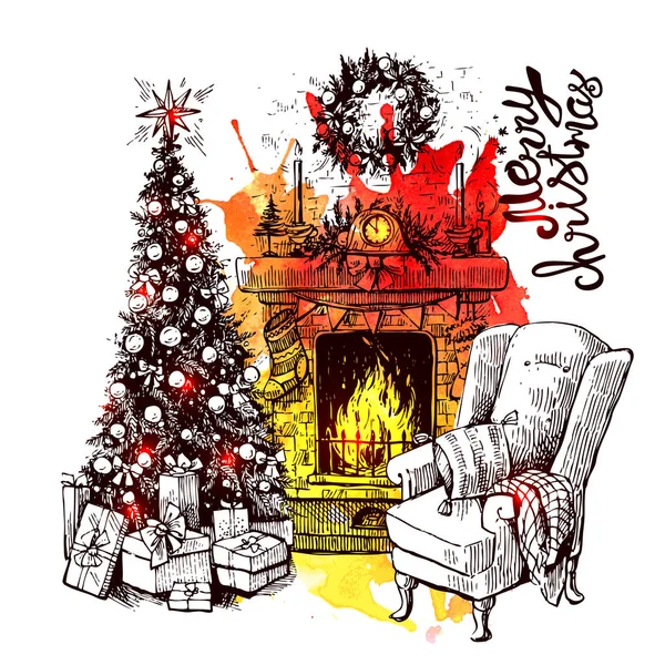 Noel ağacı ve şömine