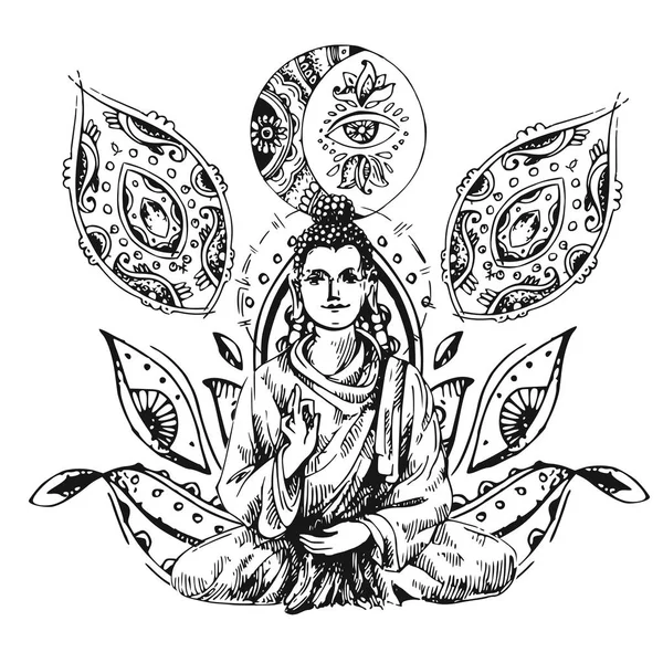 Illustration med buddha — Stock vektor